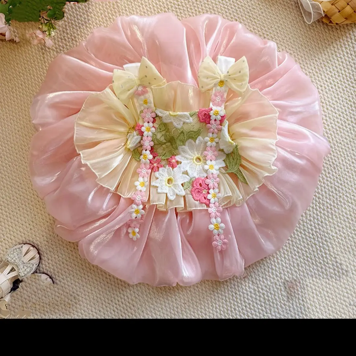 Pink Flower Camisole Dress Sweet and Cute 2026 New Super Beautiful One Year Old Dress Super Fairy Super Beautiful Dress