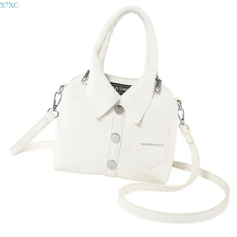 

X7XC Small Handbag with Top Handle Fashionable PU Leather Shirt Crossbody Bag