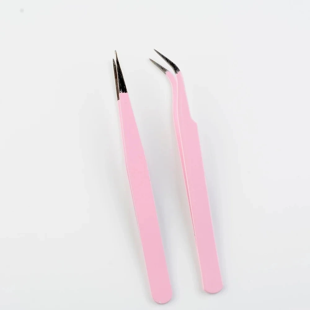 Pinzas para pestañas postizas inferiores de acero inoxidable, extensión de pestañas, pinzas para depilación, aplicador de pestañas DIY, herramientas de maquillaje