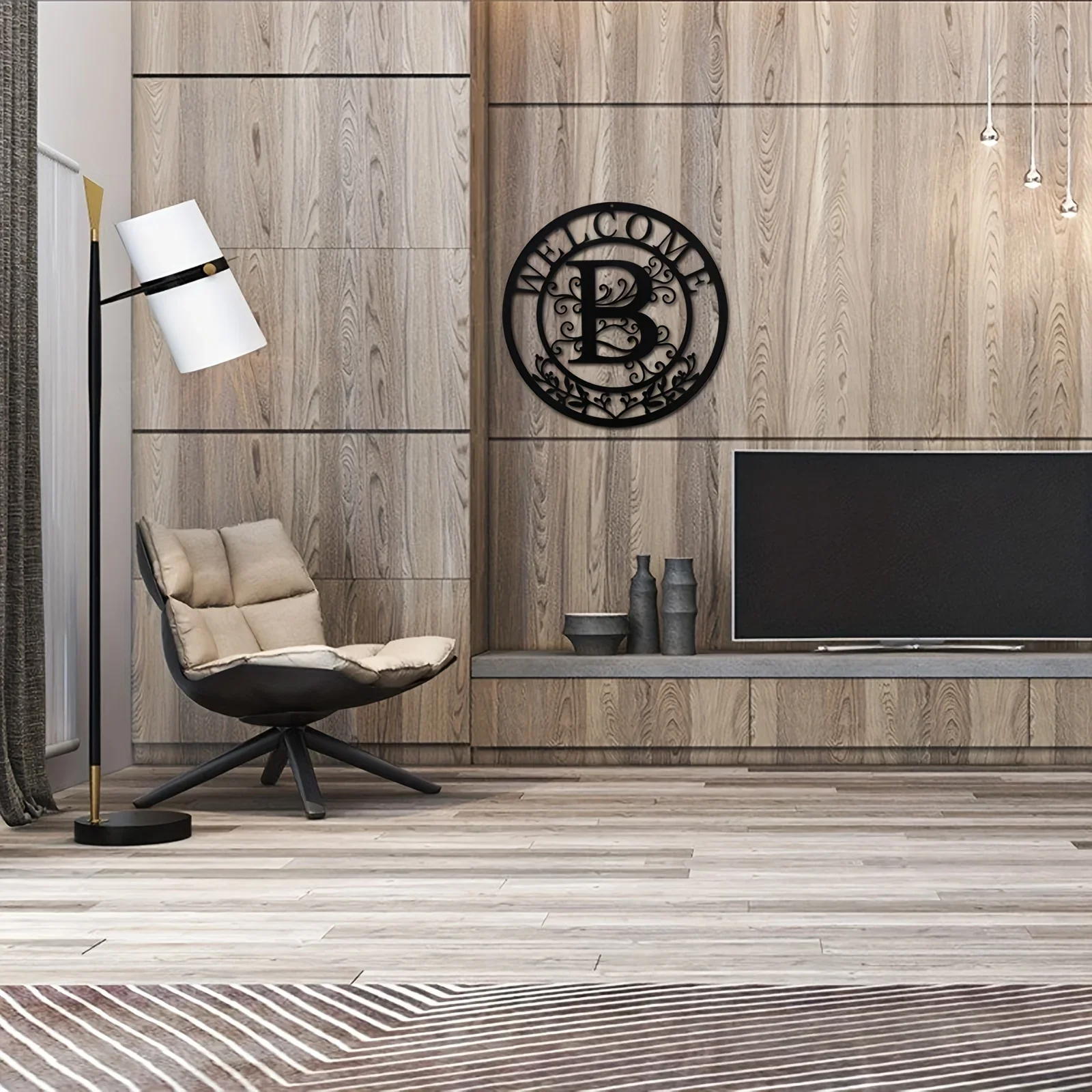 Letrero de hojalata de Metal de 12 pulgadas, decoración colgante de pared con letra B negra de bienvenida para habitación, decoración del hogar, decoración de vacaciones, decoración de puerta delantera para sala de estar