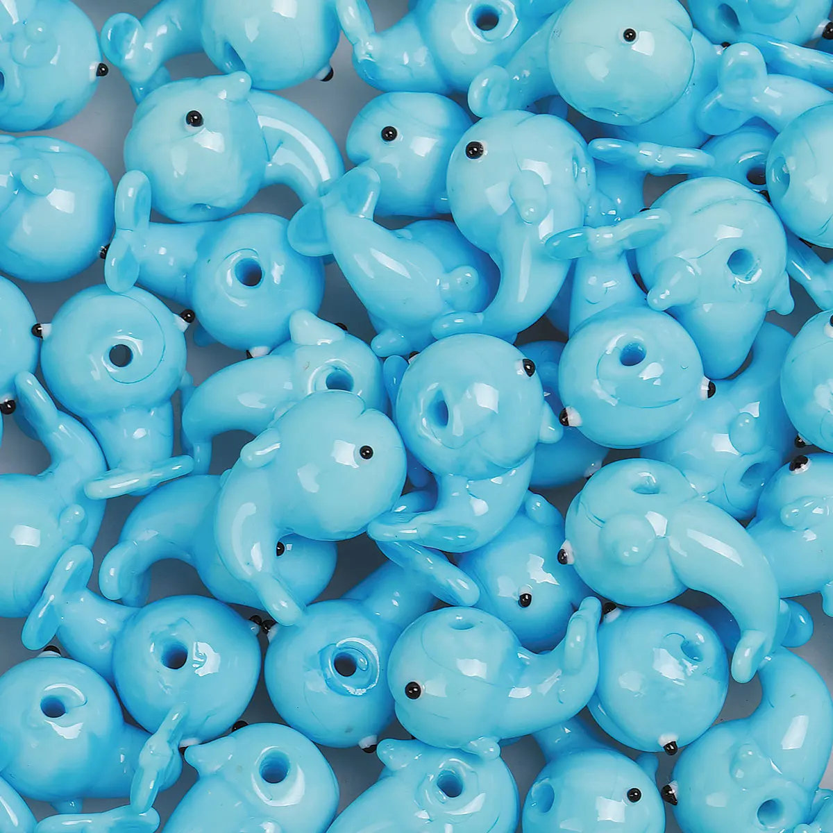 

5pcs Sky Blue Dolphin Ocean Glaze Glass Beads For Jewelry Making DIY Loose Spacer Beads Sea Series For Bracelets Necklace Key