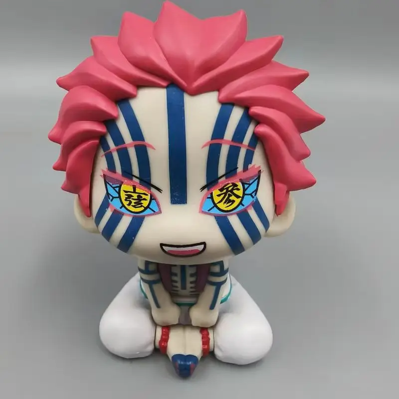 Dämonentöter Kimetsu No Yaiba Q Version Niedlicher Oberer Rang Drei Akaza-Kopf Bewegliches PVC-Modell Desktop-Ornament-Sammlung Fan-Spielzeug