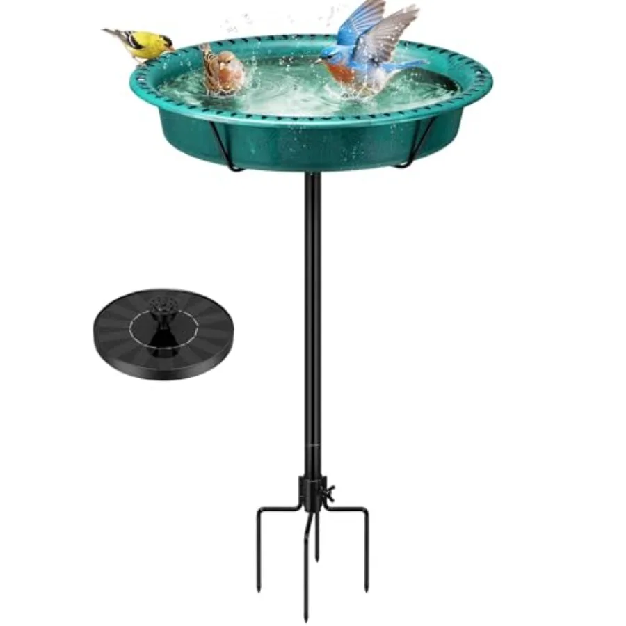 

VIVOHOME Bird Bath with Solar Fountain for Outside Weather-Resistant ABS Birdbath Bowl with Solar Powered Pump Metal G Stake fo