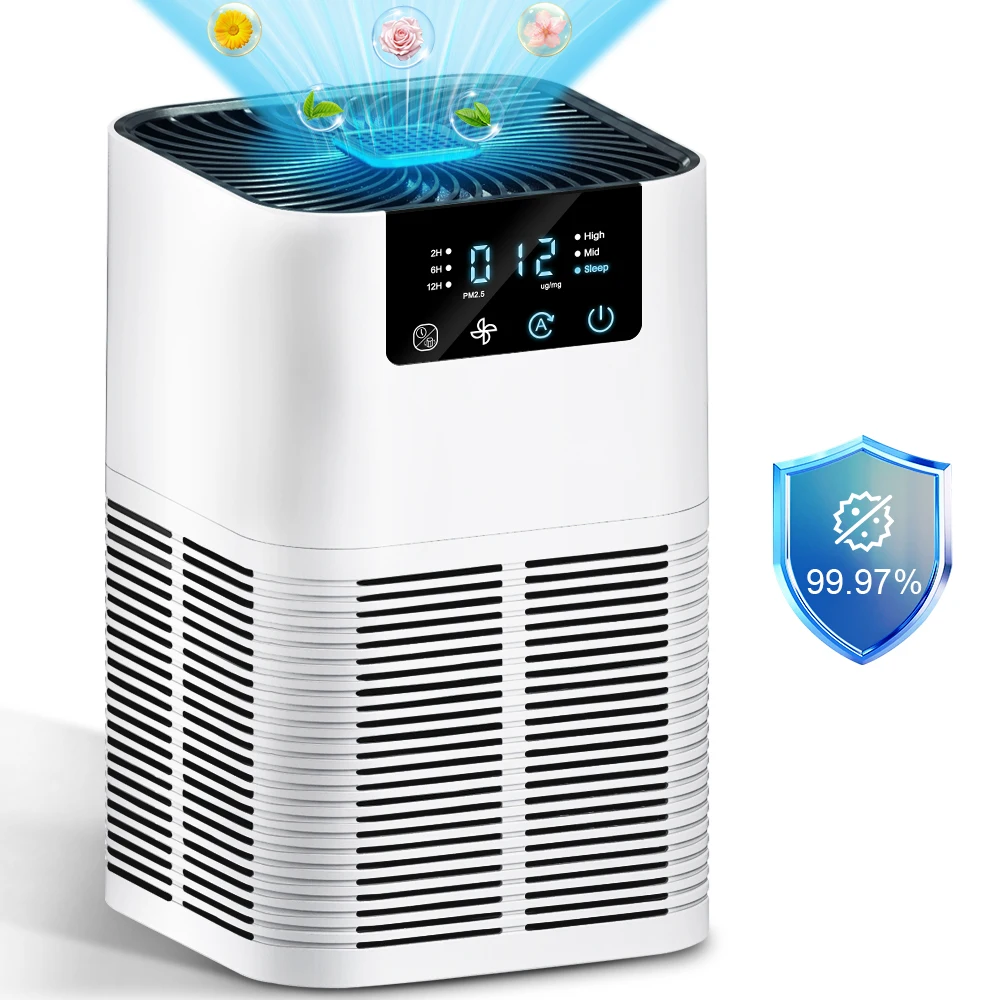 2025 Trend Home Desktop Portable Anion True H13 HEPA Air Cleaner Purifier With Aroma Diffuser and Air Quality Monitor