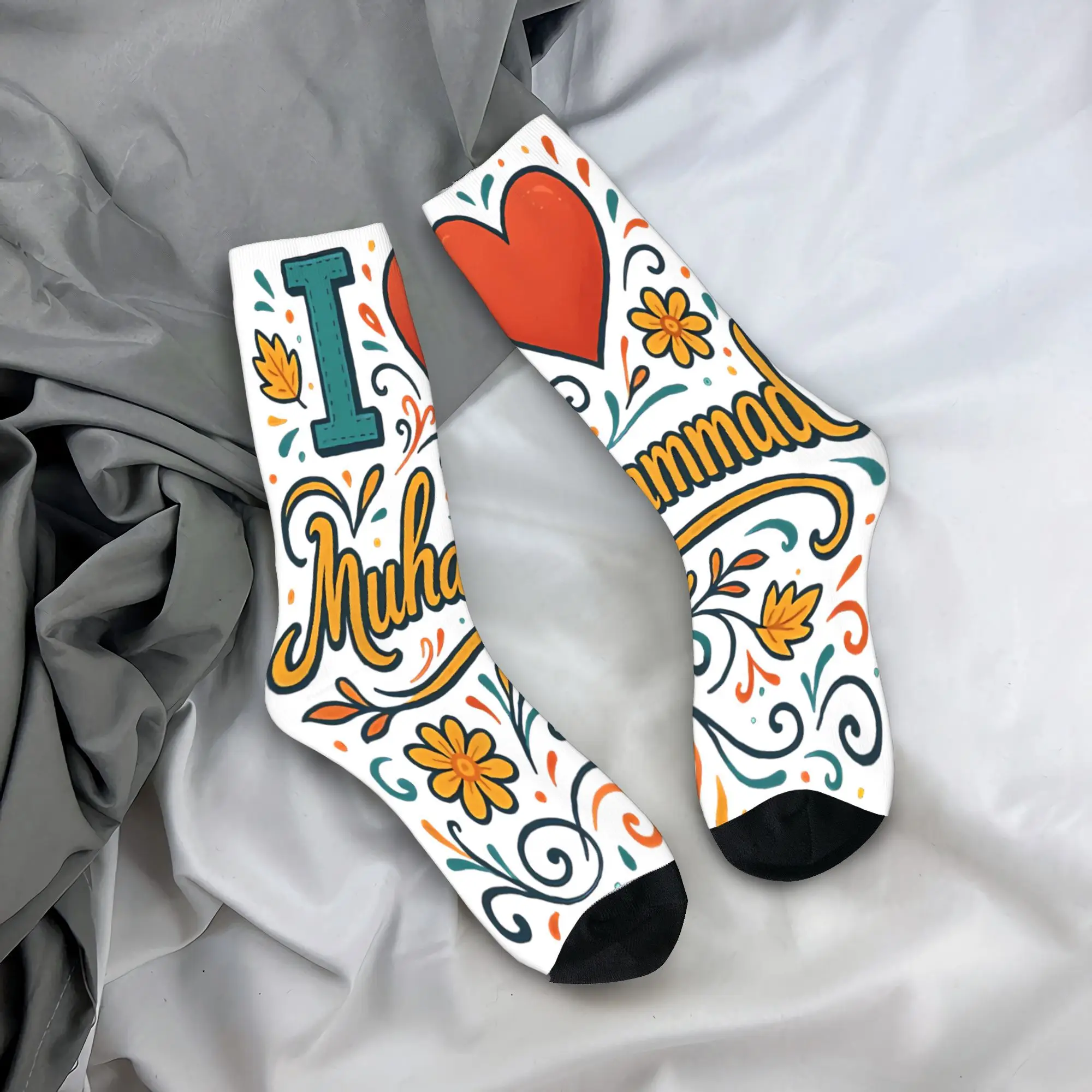 

Носки «Я люблю Мухаммед», забавные чулки, мужские качественные спортивные носки унисекс, осенние нескользящие носки с графическим рисунком