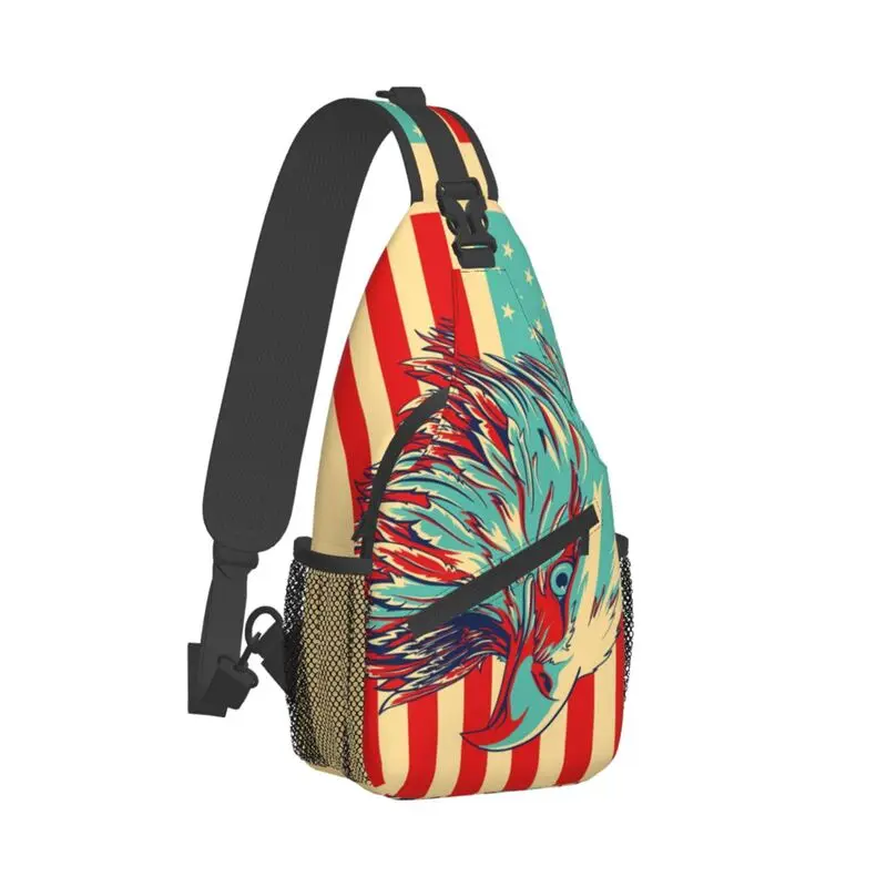 Coole USA amerikanische Flagge Weißkopf seeadler Schulter taschen für Reisen Wandern Männer Cross body Brust Rucksack Schulter Tages rucksack