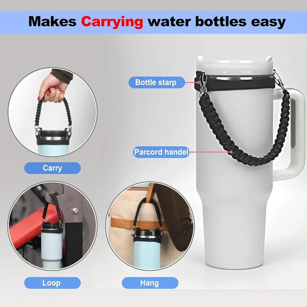 LNHF For Cup Accessories- Heavy Duty 550+ 350 Paracord Handle Strap For 40Oz 30Oz 20Oz 10Oz Tumbler, Grip Included