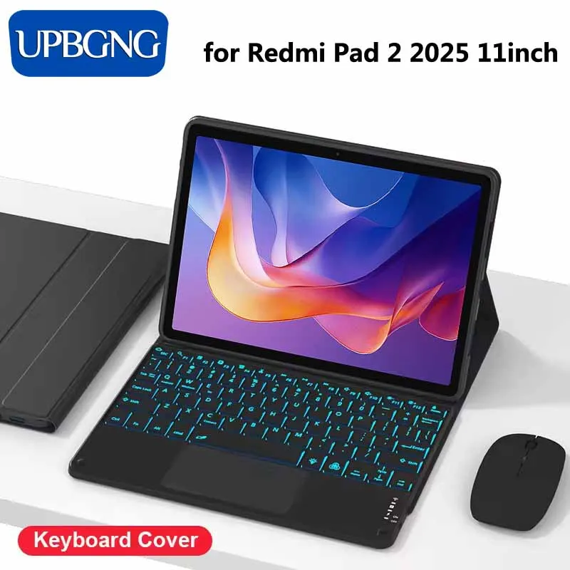 

Чехол с сенсорной подсветкой для клавиатуры для Redmi Pad 2 SE 11-дюймовый беспроводной Bluetooth-клавиатура и мышь, чехол для Redmi Pad 2 2025