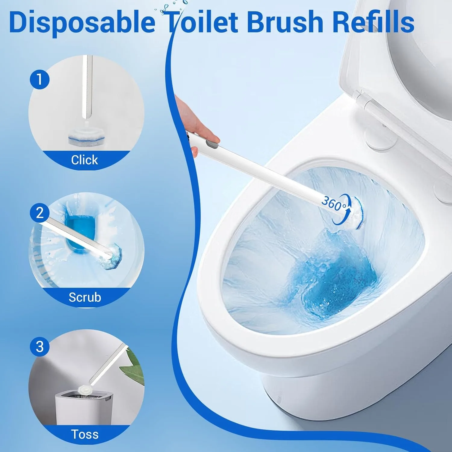 50 Stück Toilettenreiniger-Nachfüllpackungen, Einweg-Toilettenreiniger-Stäbchen. Toilettenbürstenkopf. Kompatibel mit Clorox Toilettenbürsten – Detail 6