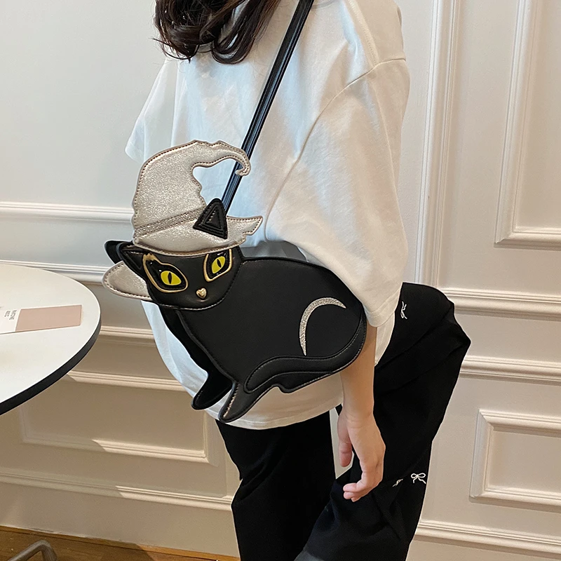 Cute Cat Cartoon Bag For Women Fashion Creative Funny Crossbody Bag Female Pu Leather Handbag And Purse Small Shoulder Bag