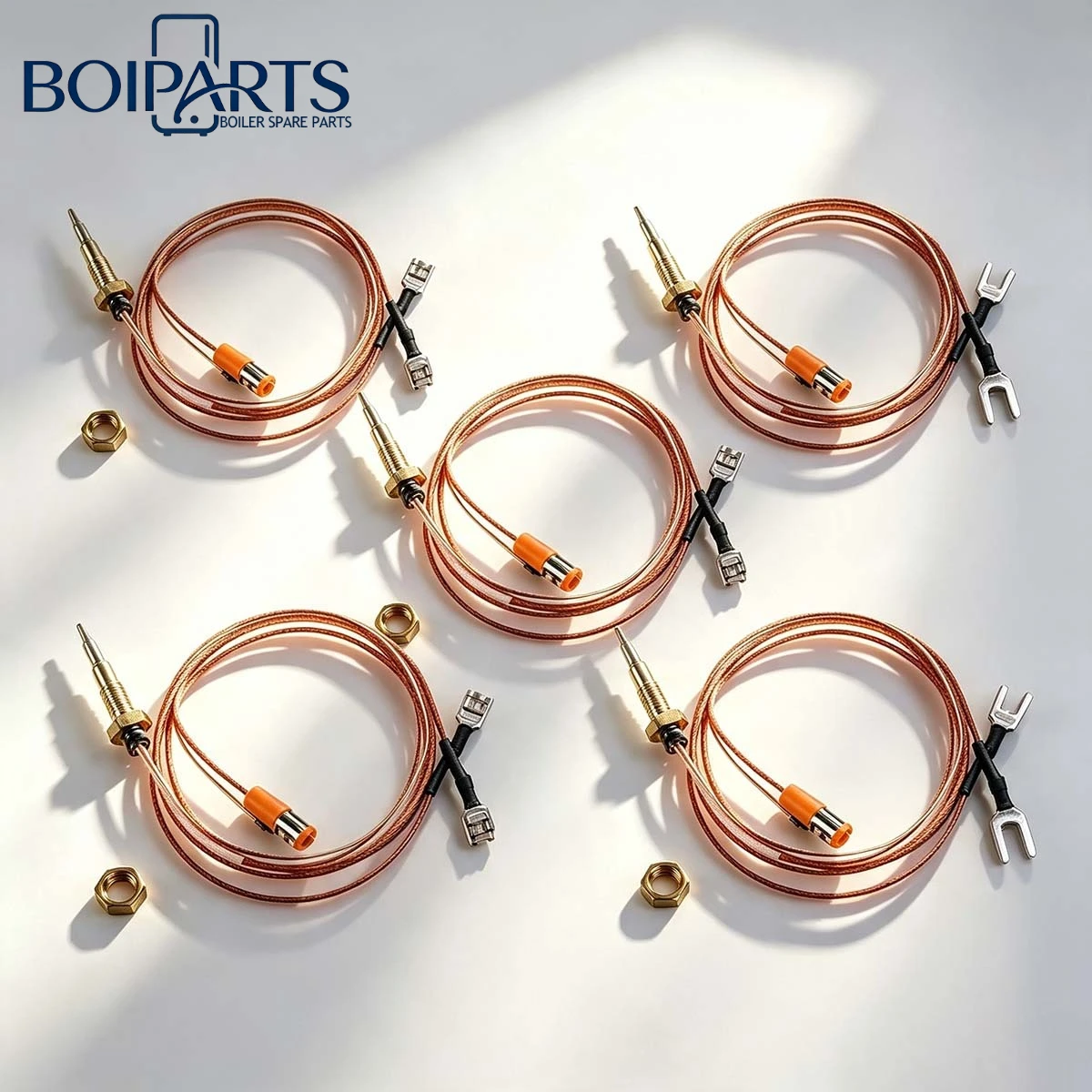 5 Pcs Multi-Circuit Thermocouple with Green Plug Dual Connectors Installation Nut Universal Gas Heater Replacement Part Furnace