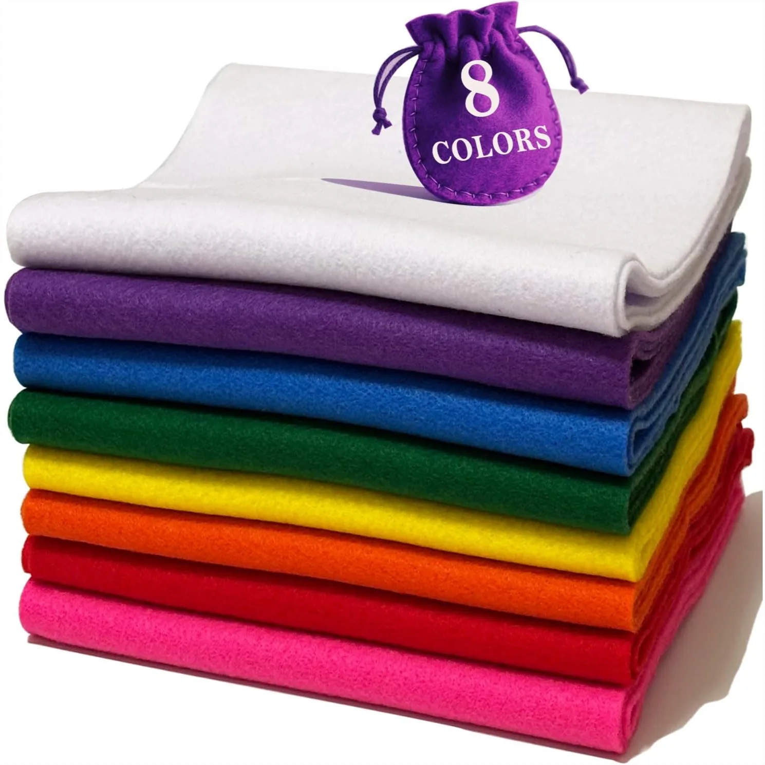 

8 Assorted Colors Felt Fabric Sheets 8x36 Inch 1.6mm Thick Soft Acrylic for Sewing DIY Crafts