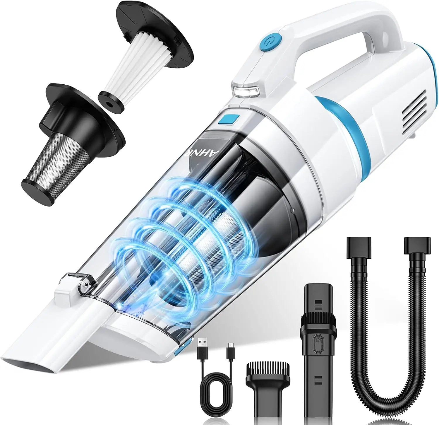 

Cordless Handheld Vacuum with 16000PA Suction, LED Light & HEPA Filters for Car Home Office Cleaning