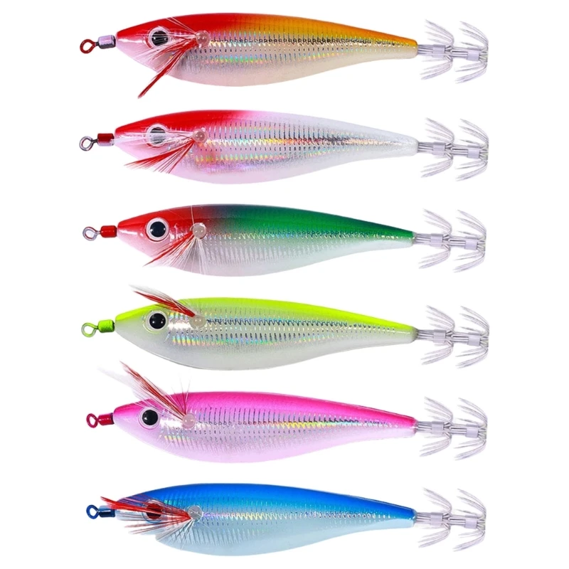 

6Pcs Fishing Squid Jig Lures Jig Squid Fishing Lures Baits Set Freshwater Saltwater Fishing Jig Hard Octopuses Hook