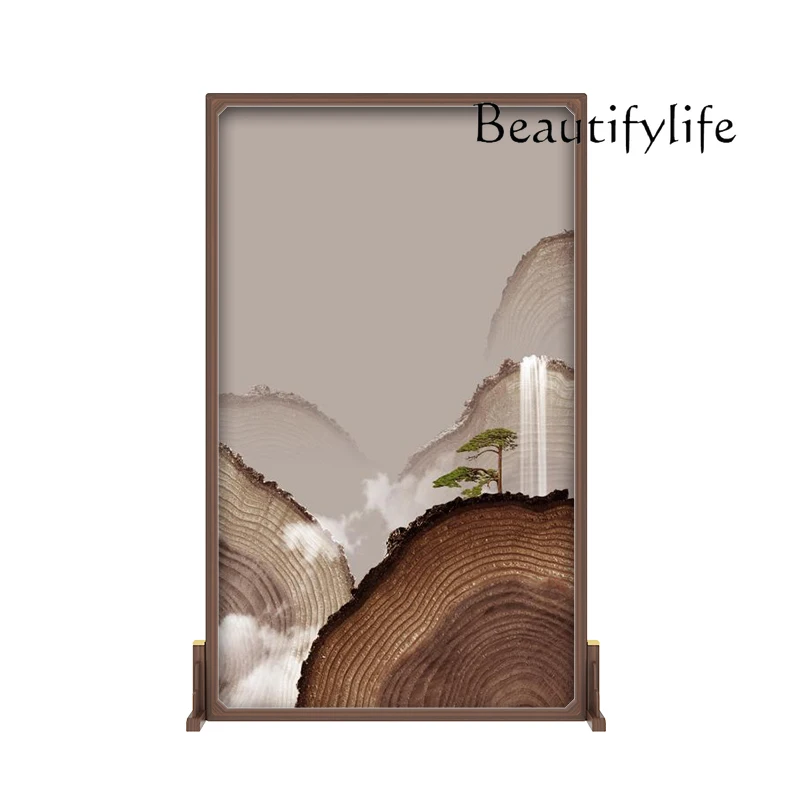 

Modern art screen partition small seat screen living room mobile entrance light luxury solid wood entry door occlusion
