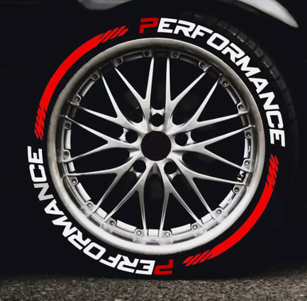 8Pcs/Lot Car Tire Decor Stickers Car Tuning Universal 3D Permanent PVC Joined Stickers Automotive Label Letters for Performance
