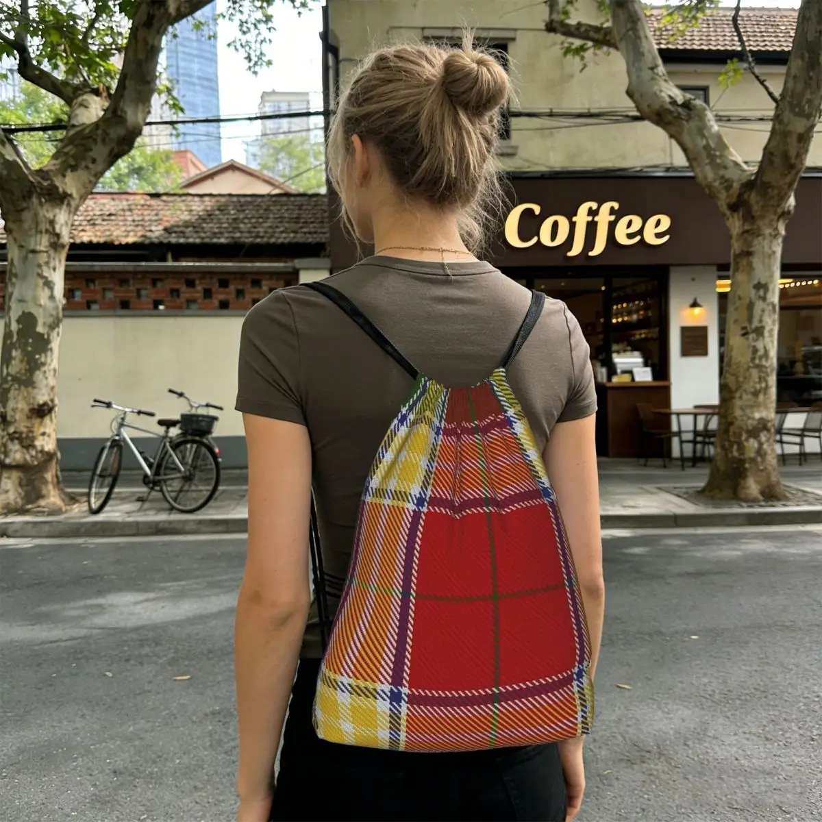 Clan Gibson Tartan Backpacks Multi-function Drawstring Bags Sundries Bag Book Bags for Travel School