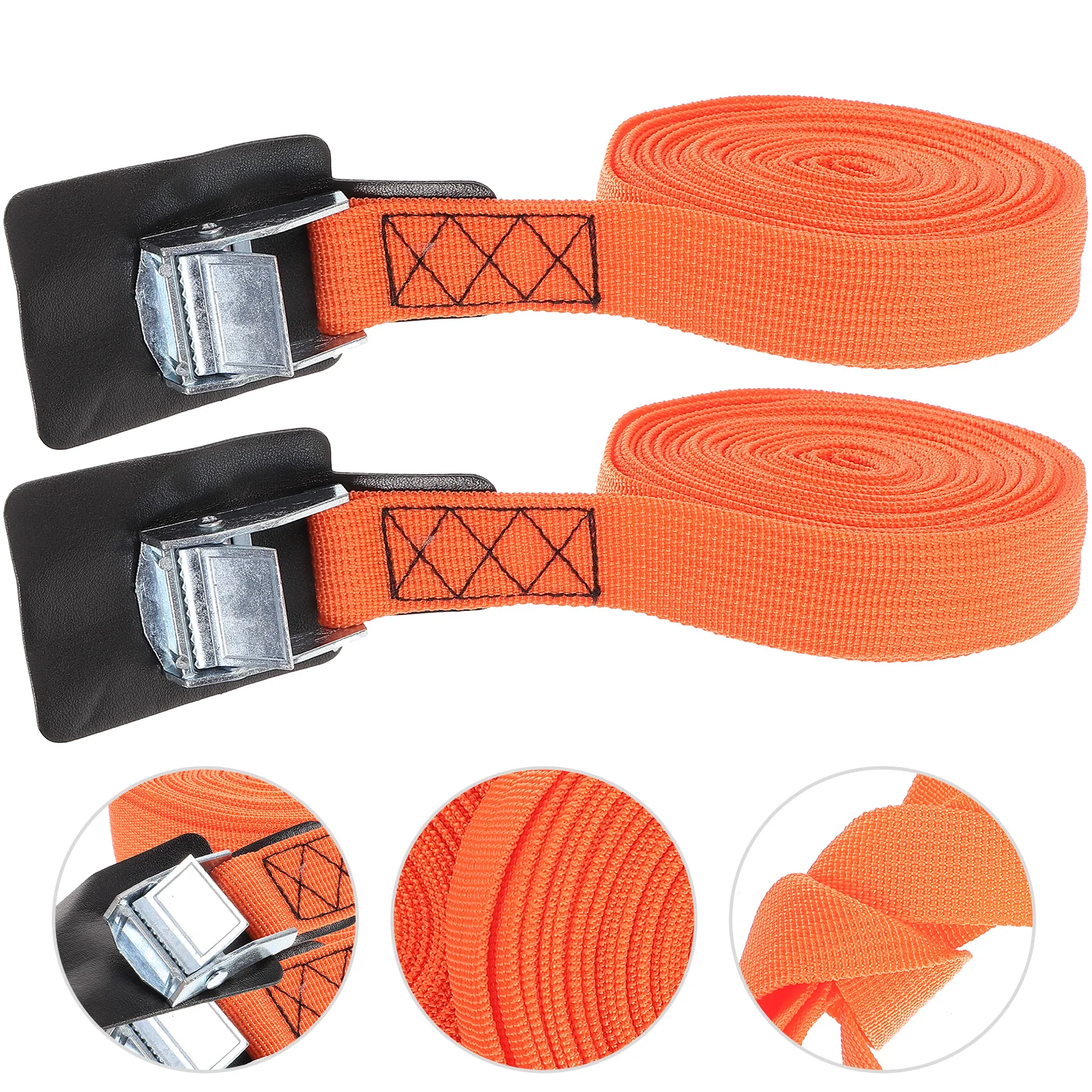 

2pcs Orange 25mmx6100mm Zinc Alloy Buckle Ratchet Straps Heavy Duty Lashing Tie Down Camper Truck Kayak Boat Accessories