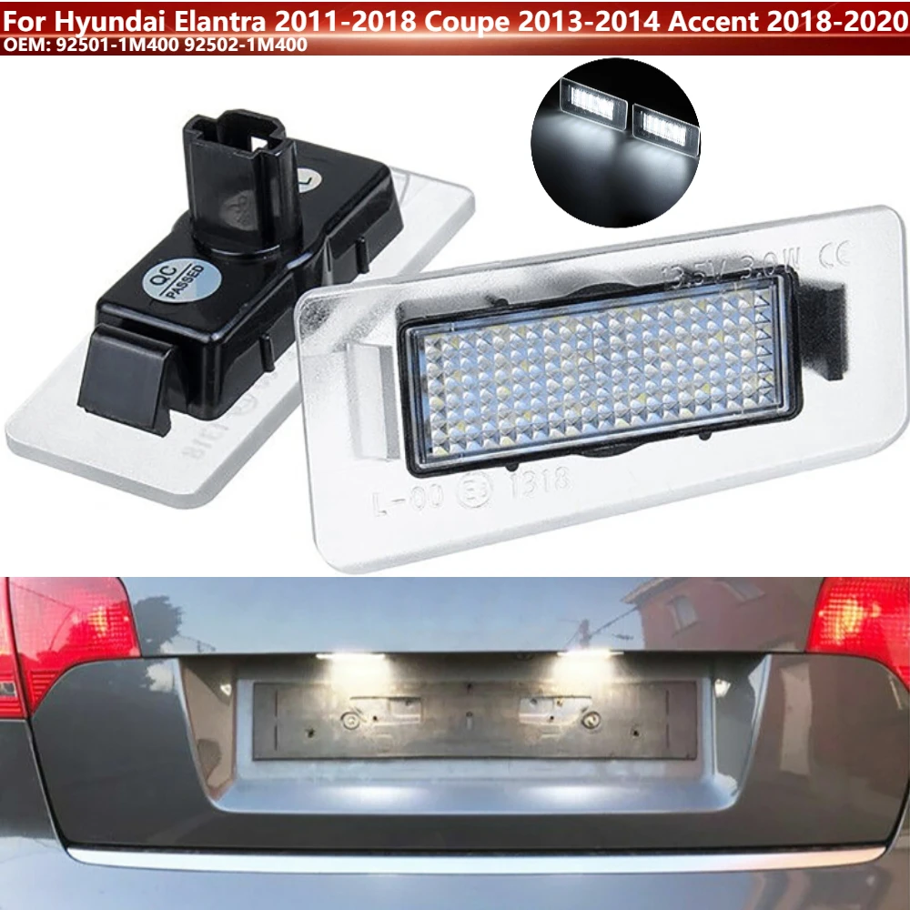 

18 светодиодных фонарей для подсветки номерного знака автомобиля для Hyundai Elantra 2011-2018, Coupe 2013-2014, Accent 2018-2020