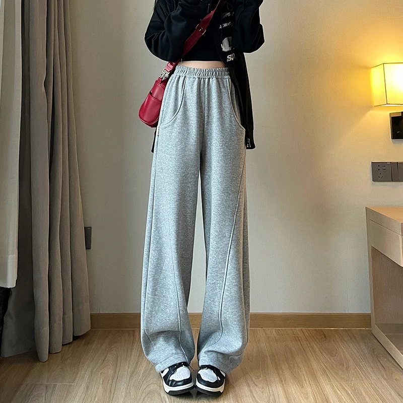 

ITOOLIN Women Casual High Waist Pants Loose Fleece Thicken Warm Pants Cashmere Office Trousers Autumn Winter For Women 2023