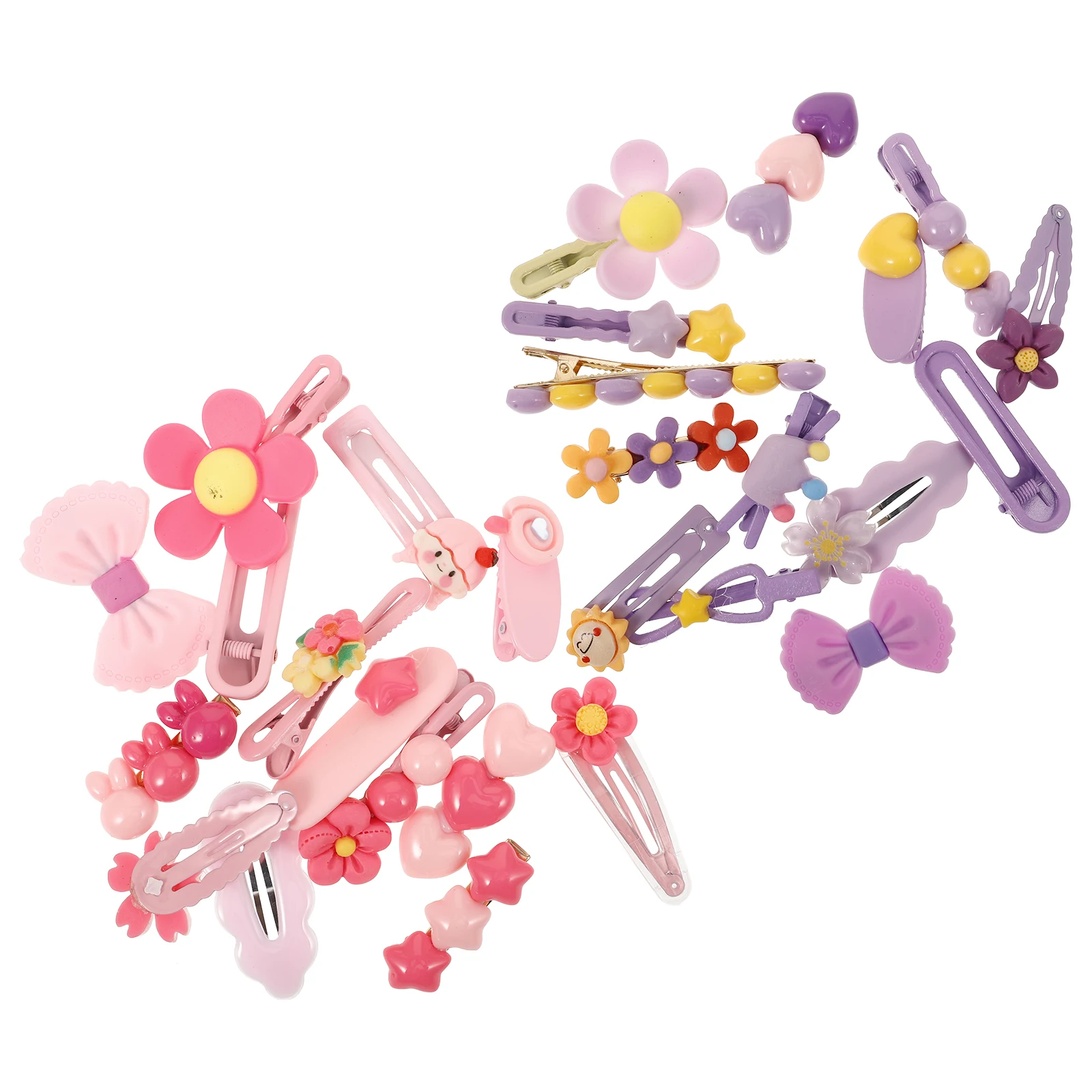 

28pcs Children Hairpin Headwear Cute Cartoon Flower Clips for Toddler Girls Bright Colored Accessories Matching Clothes
