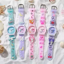 Sanurgente-Montre-bracelet étanche à motif 3D pour enfants, Hello Kitty, Cinnamoro, montre à quartz Kuromi Cartoon, cadeau de Noël pour enfants