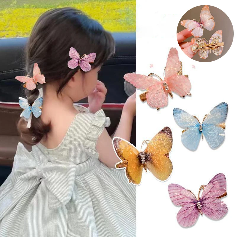 

6 шт./набор, разноцветные заколки-бабочки для волос