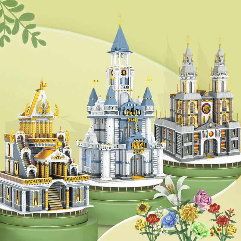 Creative Architecture Mini Block Fierce Tower Century Temple Shenghe Church Construction Model Building Brick Toys Collection