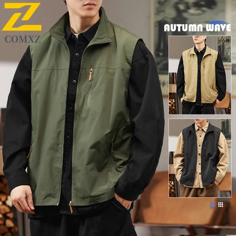 

2025 Autumn Men Vest Casual Sleeveless Fishing Tool Breathable Vests Men Many Pocket Outdoors Camping Thin Lightweight Waistcoat