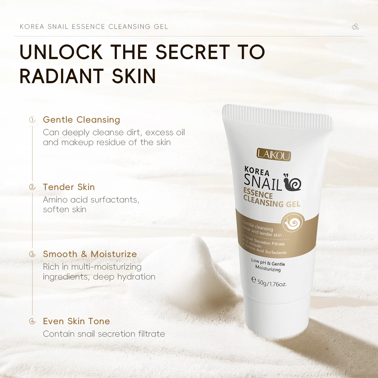 LAIKOU Snail Skincare Set Cleanser Toner Eye Cream 24K Gold Serum Face Cream Nourishing Repair Facial Kit Holiday Gift Package