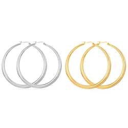 U7 Hyperbole Big 62mm Hoop Earring for Women Stainless Steel Air-corn Light Weight 18g/Pair Daily Jewelry QC24