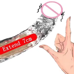 Adult Penis Sleeve Reusable 7cm Inside Head Vibrator Cock Enlarger Sleeve Expansion Delayed Safer Ejaculation Silicone for Men