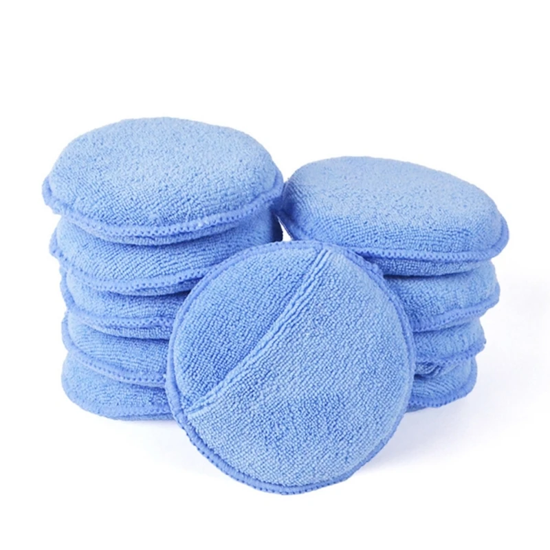 2024 New Wax Foam Applicator Pad Microfiber Detailing Car Polishing Waxing Sponge Cleaning Car Round Shaped Pressing Foam Sponge