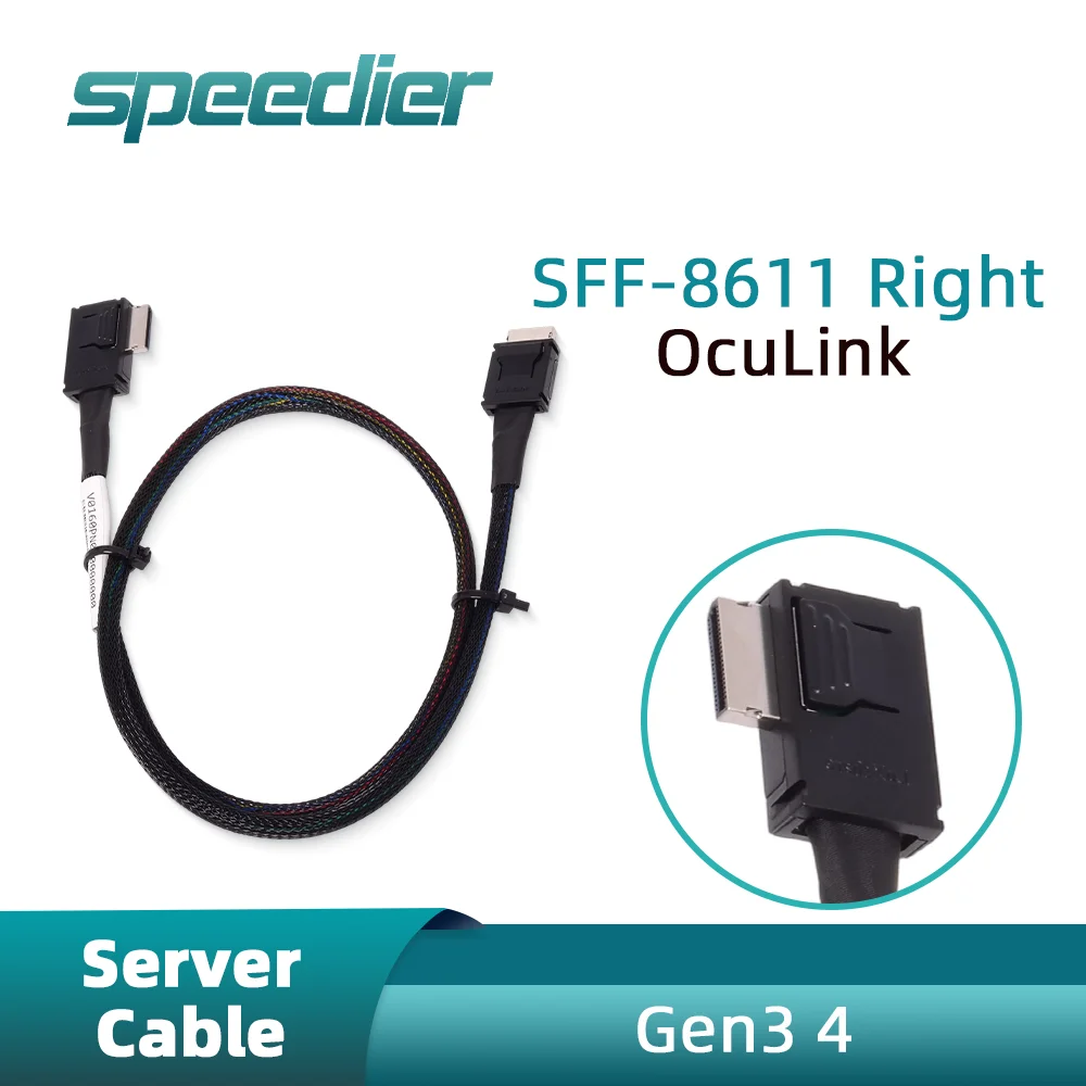 90 Degrees Elbow Straight Oculink Adapter Data Cable SFF-8611 4i Gen3 4 for Server Array Card Motherboard Backplane Connection