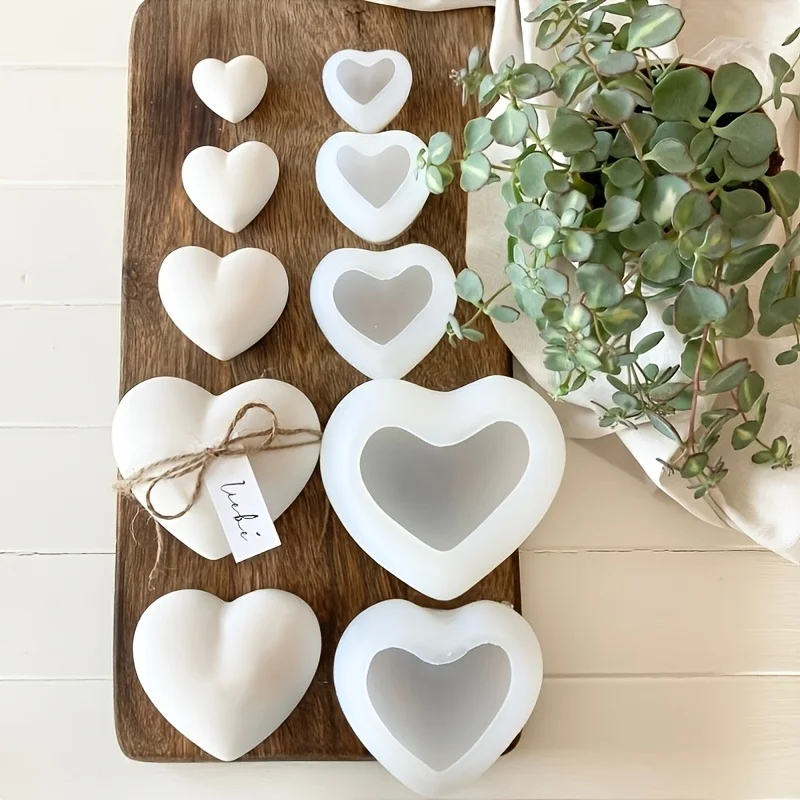 

Набор из 5 силиконовых форм в форме сердца для гипсовых изделий, свечей, украшений для дома и рабочего стола, а также для праздничных подарков и рукоделия