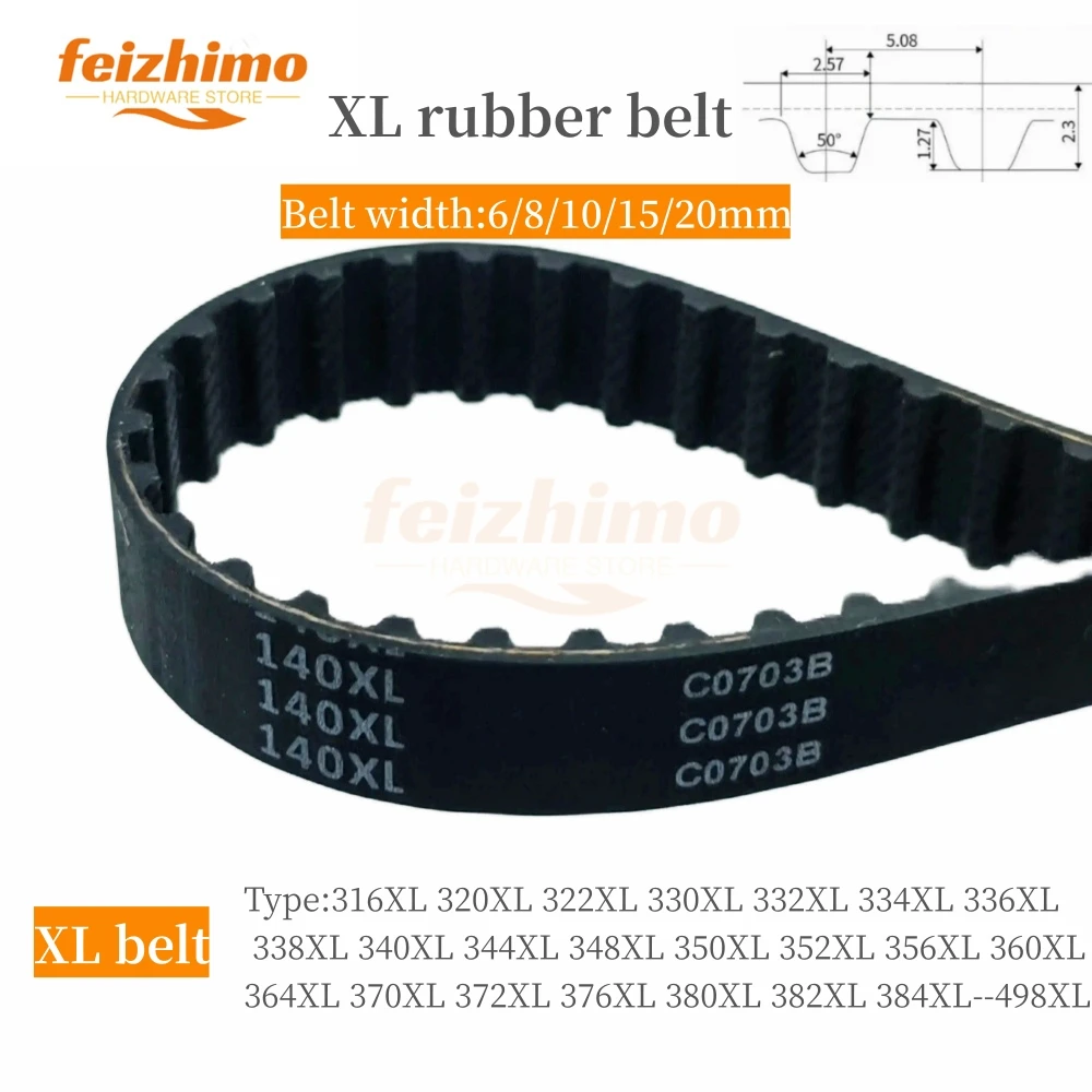 XL High Torque Rubber Timing Belt Width 6/8/10/15/20mm Model number 316XL 320XL 322XL 330XL 332XL 334XL 336XL 338XL 340XL--498XL