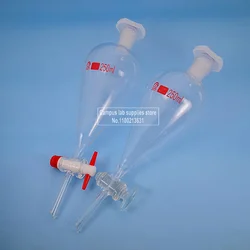 Embudo de separación de vidrio en forma de pera con boca estándar, 30ml/60ml/125ml/250ml/500ml/1000ml para experimentos de laboratorio, 1 pieza