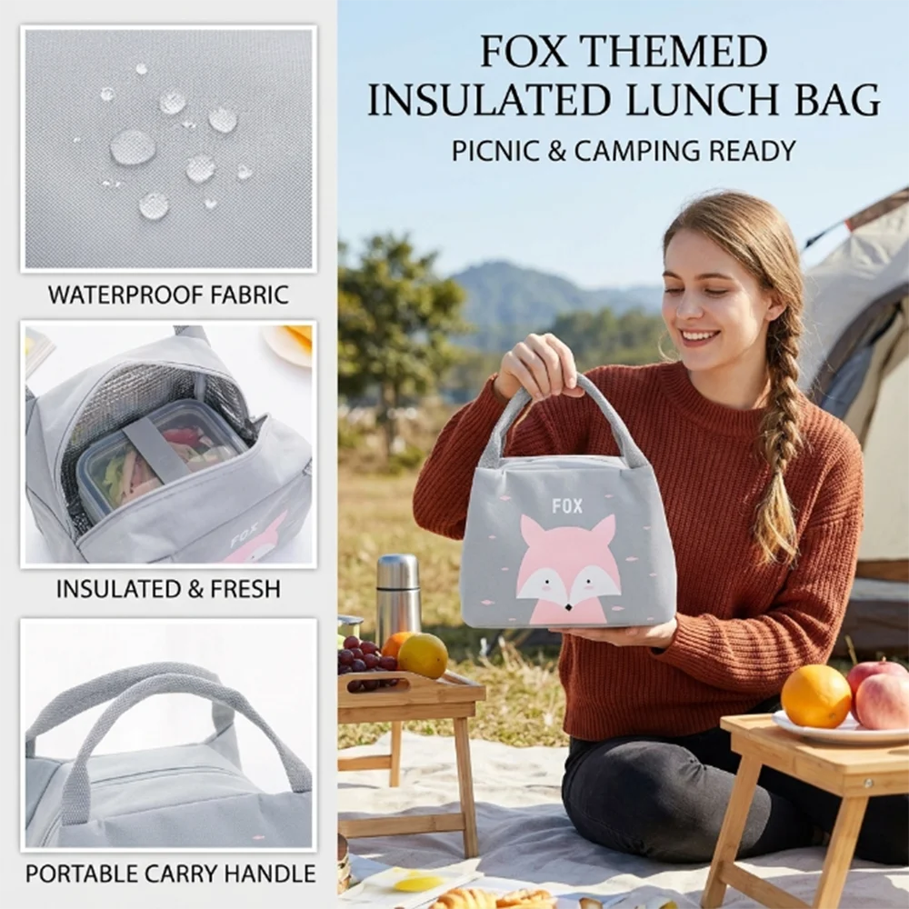 Cartoon Animal Thermal Lunch Box Bag Portable Insulated Cooler Bag Outdoor Picnic Tote Large Capacity Food Storage Handbag