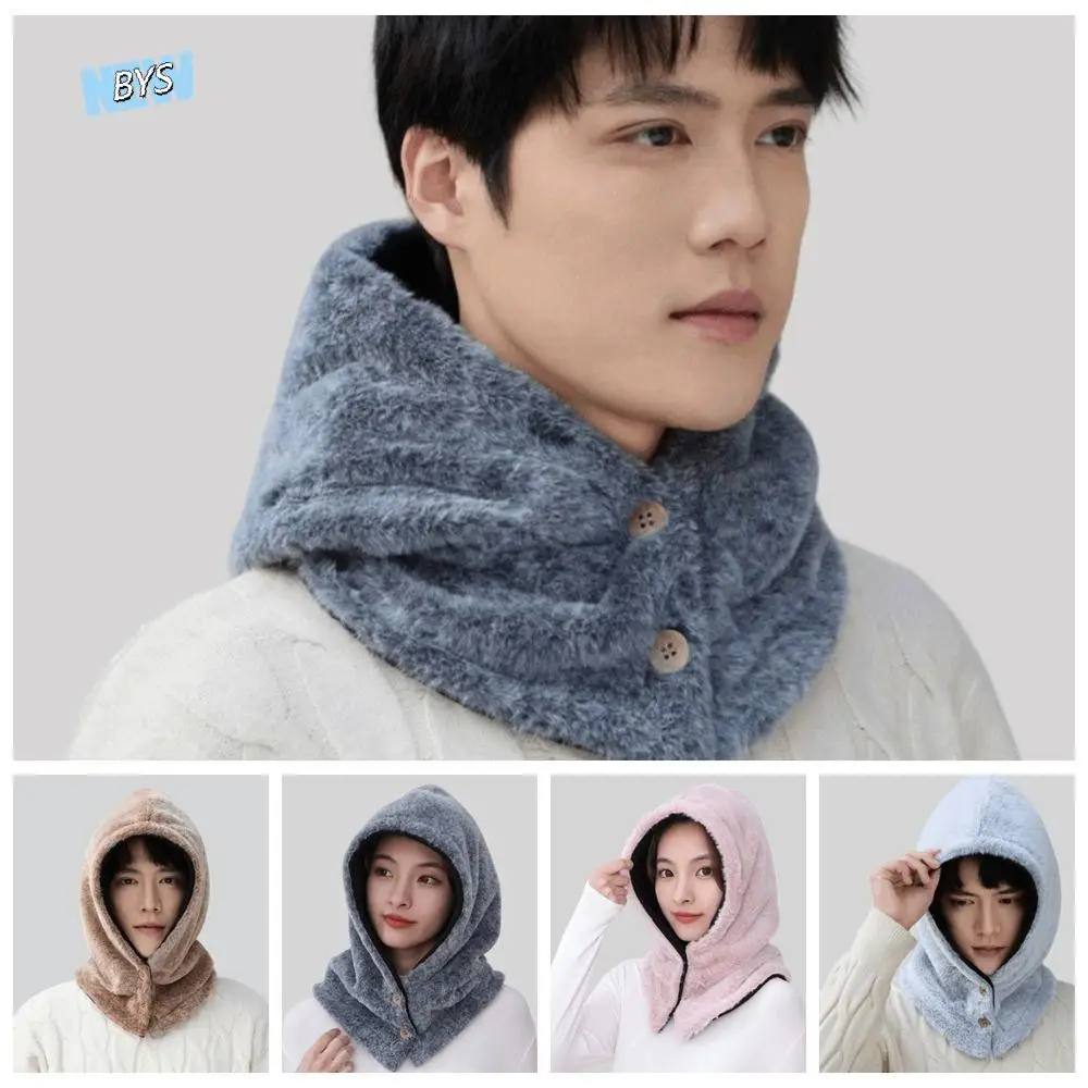 

Cute Solid Color Balaclava Hat Thickened Neck Collar Ear Protection Hat Pullover Hat Beanie Winter Cap Winter/Autumn