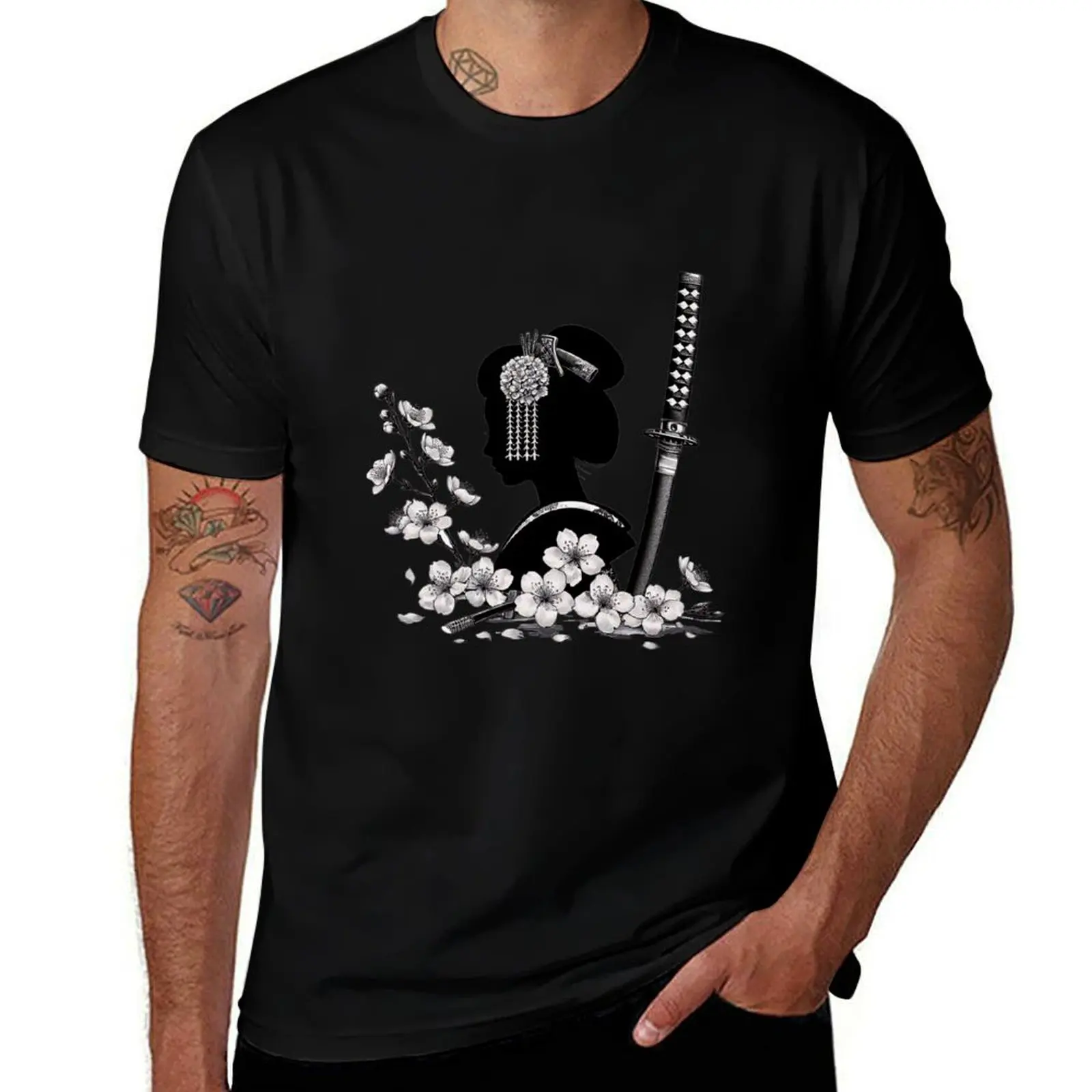 Geisha Profile T-Shirt Casual Loose Fit Summer Tee Shirt T-Shirt