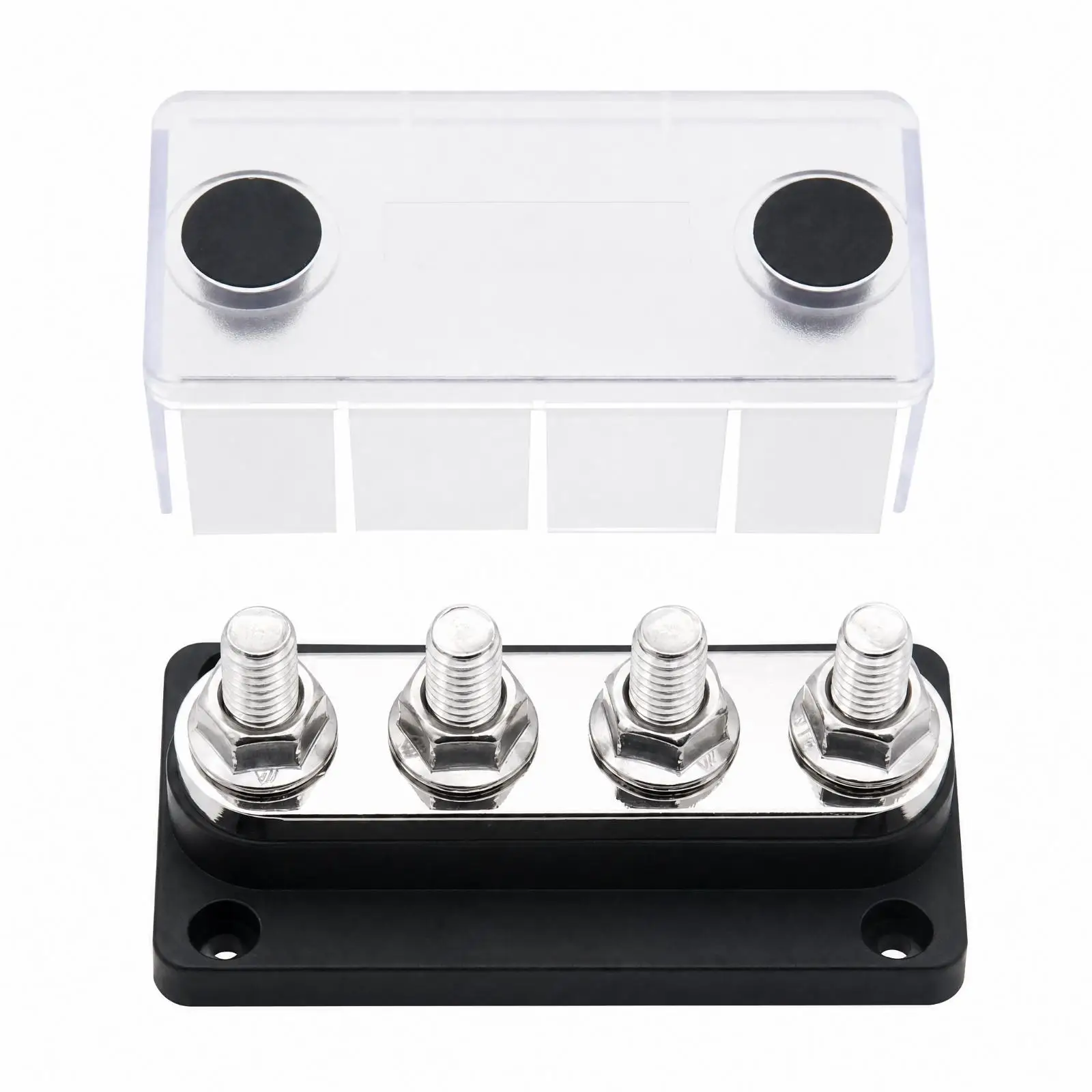 Heavy Duty Copper Busbar Terminal Block Electric Distribution Bar with 4 Posts for Car Boat
