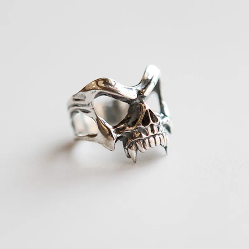 925 Sterling Silver Skeleton Head Punk ​Ring Adjustable Rings For Women Luxury Jewelry Wholesale