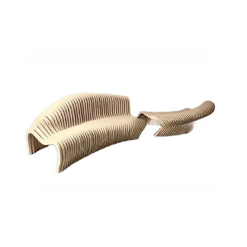 Solid wood sliced curved bench, solid wood rest bench