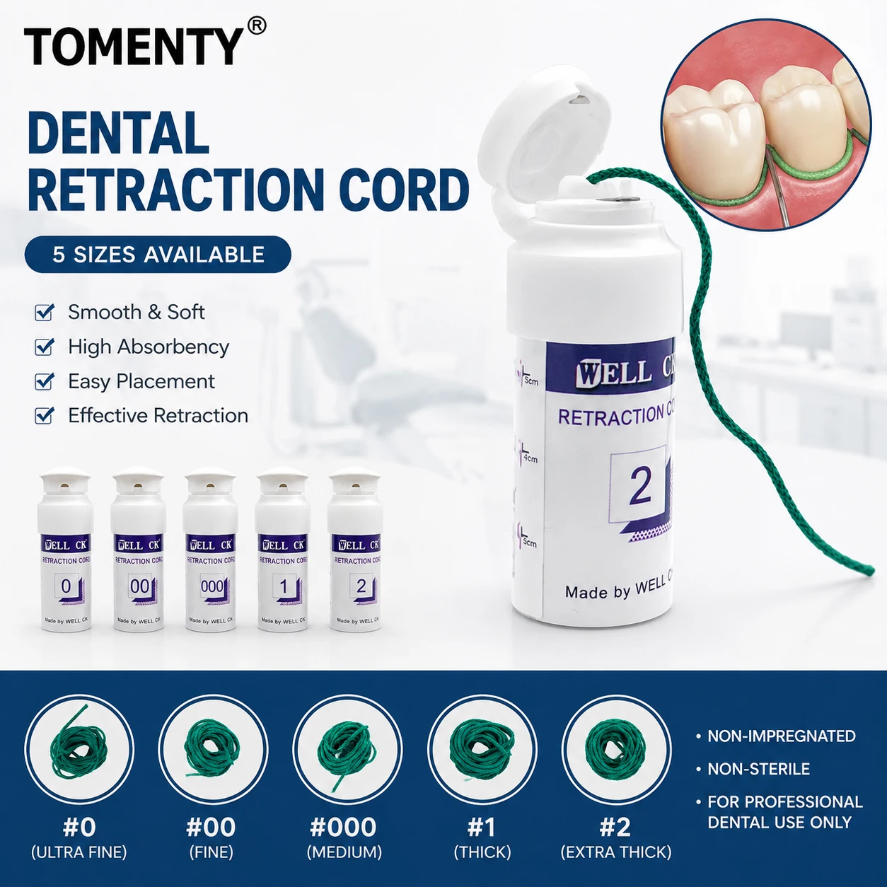 Disposable Dental Thread Gingival Retraction Cord Knitted Cotton Gum Line Dentist Tools 5 Size 0 00 000 1 2 Dentistry Material