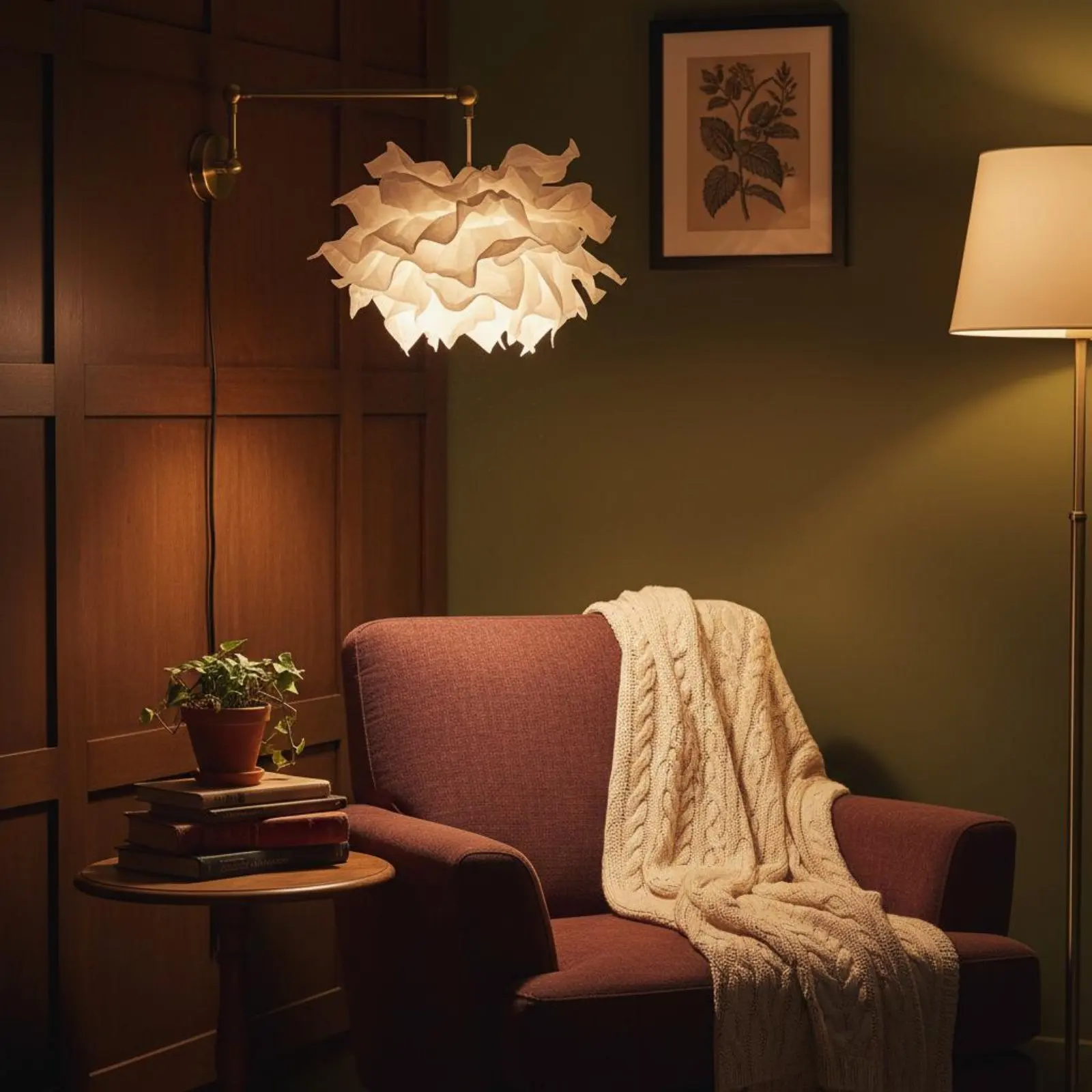 Luminária de Papel Estilo Zen para Iluminação Interna em Sala de Estudo