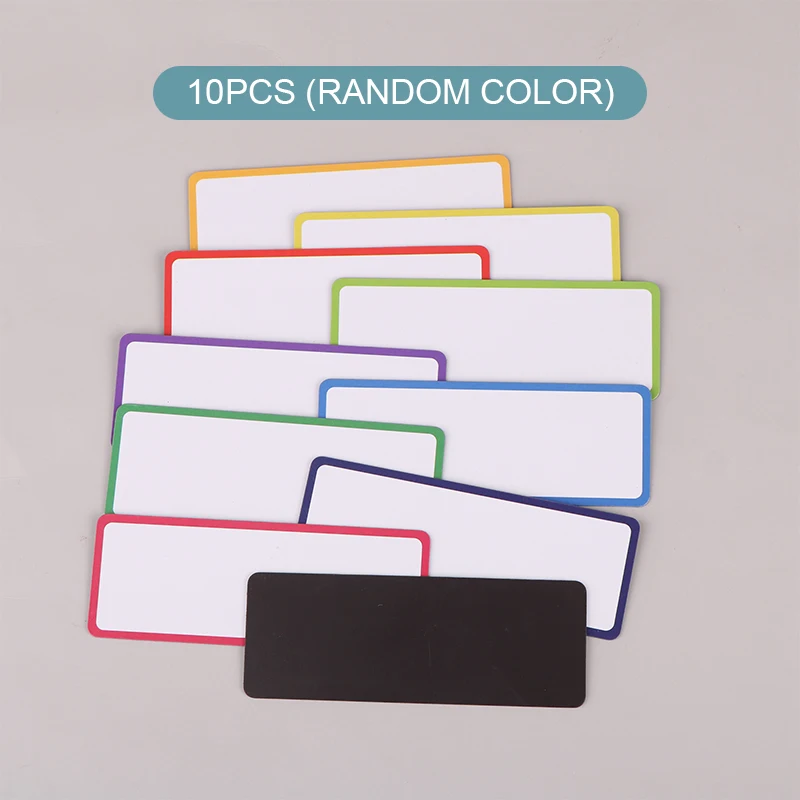 10Pcs Tag Board Erasable Labels Wipe Markers Writable Magnets Dry Erase Refrigerator Message Whiteboard Magnetic Sticker