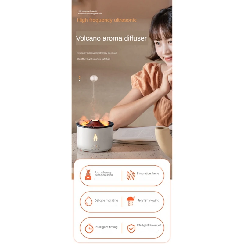 เครื่องพ่นเครื่องพ่นอโรมาน้ำมัน Essential เครื่องพ่นอโรมาสร้างความชื้นแบบเปลวเทียนอัตโนมัติสำหรับบ้านน้ำหอม360มล. ปลั๊กแบบยุโรป