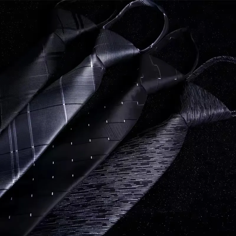 Corbata para hombre de 7cm, corbata preatada fácil de usar con cremallera, corbata de boda de negocios a rayas de estilo coreano preatada