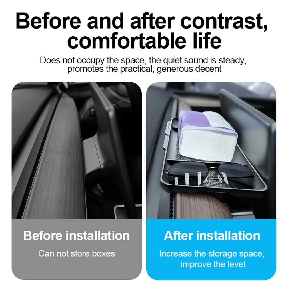 Car Organizer For Tesla Model Y Model 3 Screen Rear Storage Box Invisible Organizer Tray 테슬라 Accessoires Intérieur 자동차용품