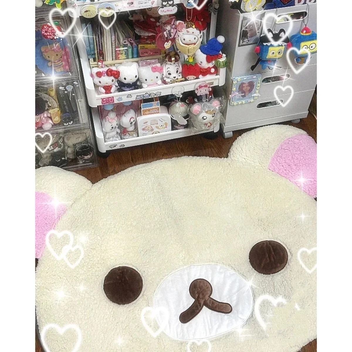 Kuna Bear Rilakkuma Carpet Relaxed Bear Cartoon Cute  Korea Floor Mat Bedroom Soft Plush Floor Mat Home Bedroom Bedside Carpet